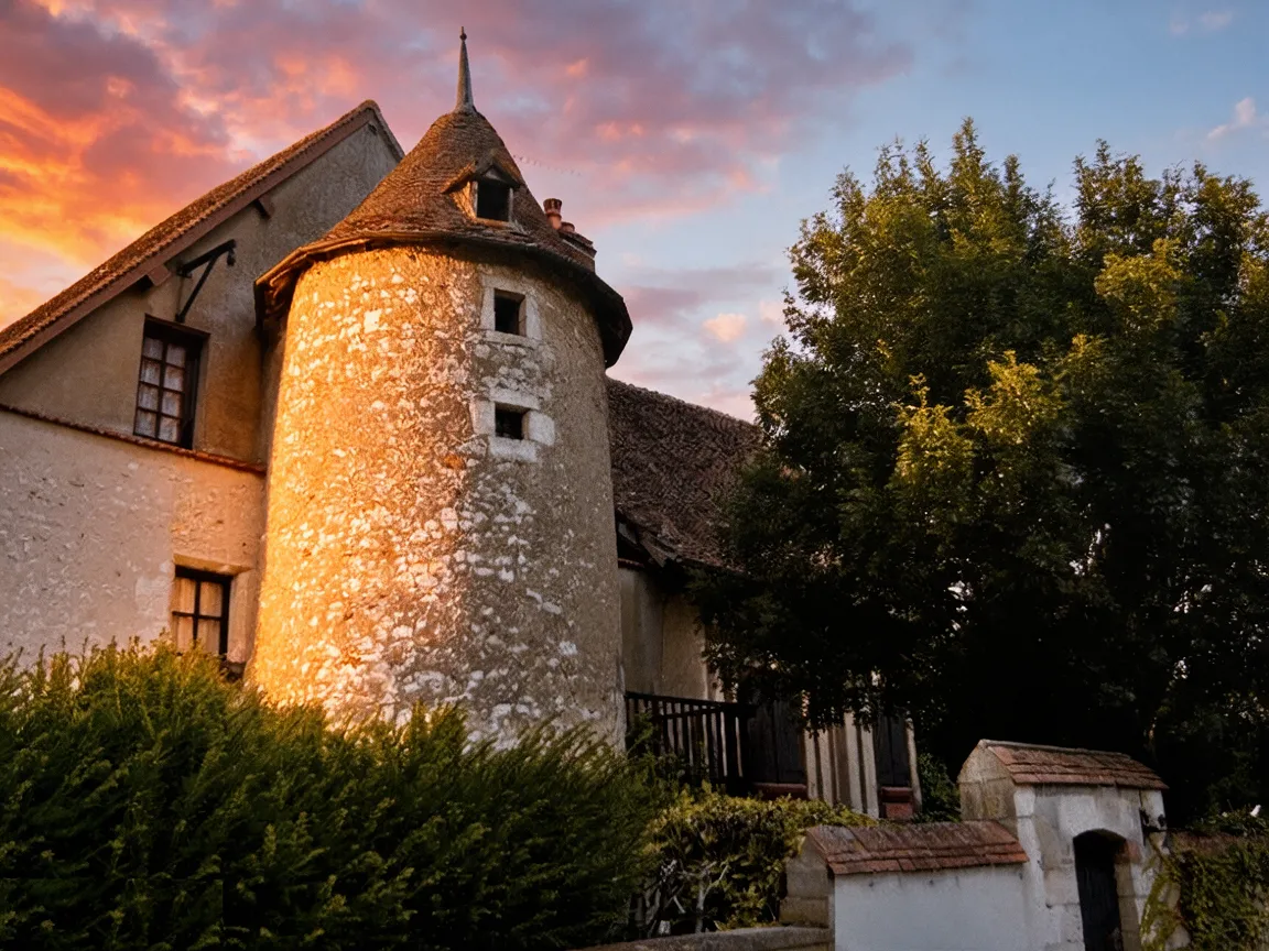 La Maison de la Tour — la tour au soleil couchant